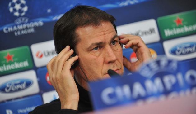 Lille’s head coach Rudi Garcia talks during a press conference at Allianz Arena in Munich, Germany, 06November 2012. FCBayern Munich will play OSCLille from France in the fourth group match of the Champions League 2012/13 season on Wednesday, 07 November
