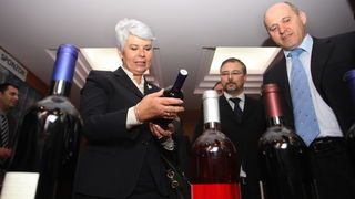 Zadar, 031111. 
Hotel Kolovare.
Predsjednica Vlade RH  Jadranka Kosor u drustvu svojih ministara Bozidara Kalmete, Petra Cobankovica, Jasena Mesica i Branka Bacica otvorila je 21. medjunarodnu manifestaciju vinogradara i vinara Sabatina 2011.
Na slici: Ja