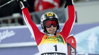 Maribor, Slovenija, 170110.
Audi FIS Ski World Cup.
46. Zlatna lisica. Slaolm.
Na fotografiji: slavlje pobjednice Kathrin Zettel.
Foto: Ronald Gorsic / CROPIX