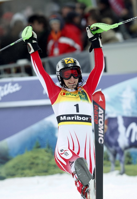 Maribor, Slovenija, 170110.
Audi FIS Ski World Cup.
46. Zlatna lisica. Slaolm.
Na fotografiji: slavlje pobjednice Kathrin Zettel.
Foto: Ronald Gorsic / CROPIX