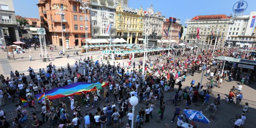15.06.2013., Zagreb – 12. Zagreb Pride povorka, najveca dosad, prosla glavnim Trgom bana Jelacica. Photo: Robert Anic/PIXSELL