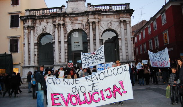 Prosvjed u Zadru, 9. ožujka, foto: Tea Balog