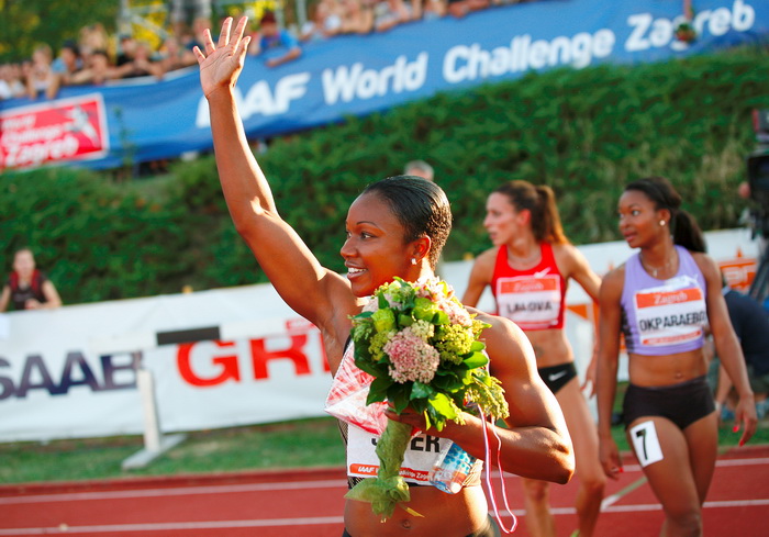 Zagreb, 130911.
IAAF World Challenge Zagreb 2011, 
61. memorijal Borisa Hanzekovica na atletskom stadionu Mladost na Savi.
Na slici: Jeter Carmelita prva na 100 m.
Foto: Goran Mehkek / CROPIX