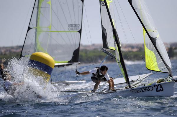 Zadar, 050909.
Europsko prvenstvo u jedrenju za klasu 49 er 2009 u Zadru.
Valovi, bura i sunce. Savreseno vrijeme za jedrenje i odrzavanje prvog plova sestog dana i 17 – og ujedno i zadnjeg plova u zlatnoj skupini Europskog prvenstva u jedrenju za kalsu 4