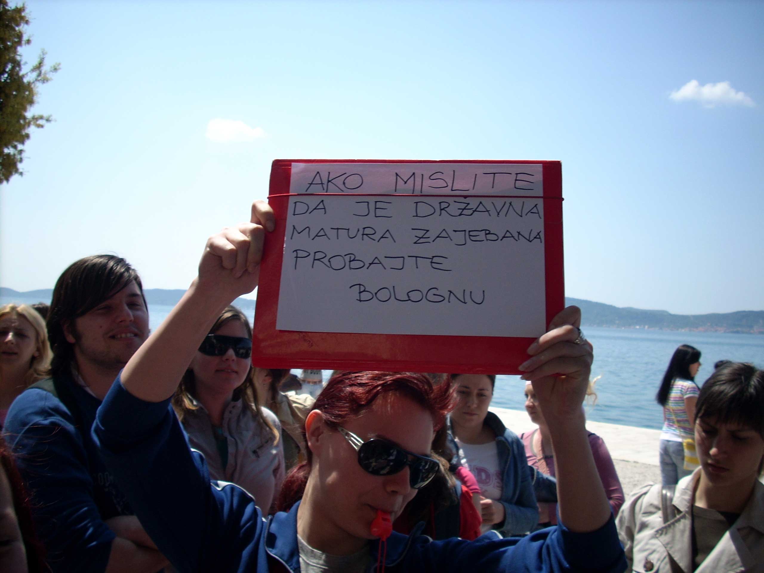 Prosvjed studenata u Zadru Prosvjed studenata u Zadru