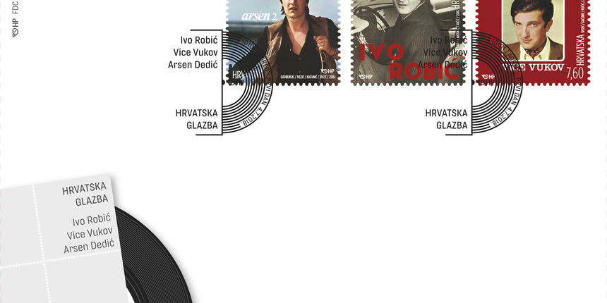 Nove poštanske marke s motivima Arsena Dedića, Ive Robića i Vice Vukova