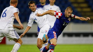 Bratislava, Slovacka, 110810. Stadion Pasienky. Medjunarodna  prijateljska nogometna utakmica  Slovacka – Hrvatska Na fotografiji: Mladen Petric. Foto: Ronald Gorsic / CROPIX