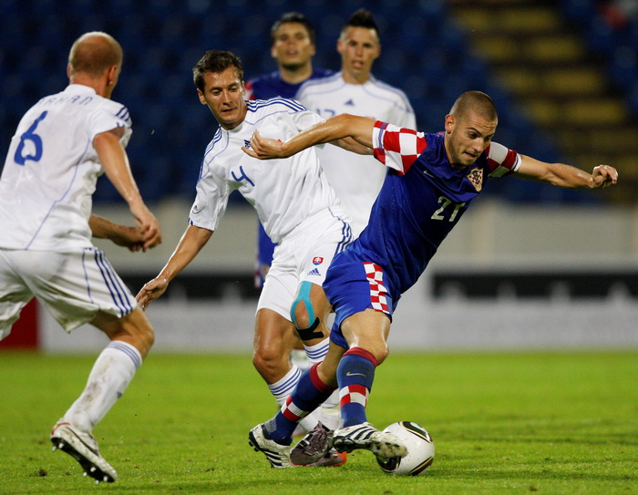 Bratislava, Slovacka, 110810. Stadion Pasienky. Medjunarodna  prijateljska nogometna utakmica  Slovacka – Hrvatska Na fotografiji: Mladen Petric. Foto: Ronald Gorsic / CROPIX