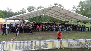 Na jezeru Jarun okupili su se motociklisti iz cijele Hrvatske u sklopu 3. karavane za zivot pod nazivom Bikeri na cesti. Velik broj motociklista zbog loseg vremena nije dosao, no pridruzio im se gradonacelnik Milan Bandic. Photo: Dalibor Urukalovic/PIXSEL