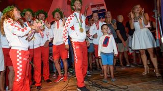 Veličanstveni doček zadarskih zlatnih olimpijaca Šime Fantele i Igora Marenića na zadarskoj rivi uz Morske orgulje i Pozdrav suncu. Photo: Dino Stanin/PIXSELL Veličanstveni doček zadarskih zlatnih olimpijaca Šime Fantele i Igora Marenića na zadarskoj rivi uz Morske orgulje i Pozdrav suncu. Photo: Dino Stanin/PIXSELL