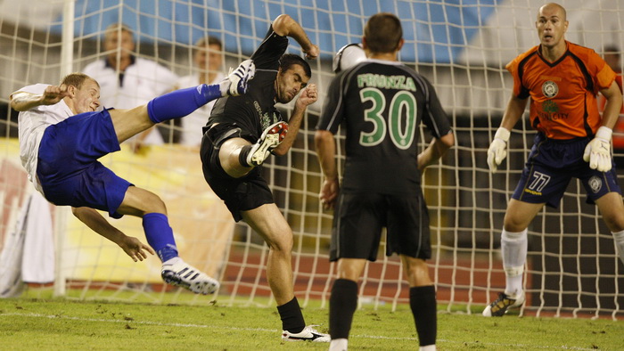 Split, 190810.
Gradski stadion Puljud.
Uzvratna utakmica cetvrtog pretkola Europske lige izmedju Hajduka i Uniree.
Na fotografiji: Senijad Ibricic. 
Foto: Ante Cizmic / CROPIX