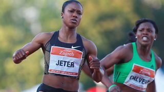 Zagreb, 130911.
IAAF World Challenge Zagreb 2011, 
61. memorijal Borisa Hanzekovica na atletskom stadionu Mladost na Savi.
Na slici: Jeter Carmelita prva na 100 m.
Foto: Goran Mehkek / CROPIX