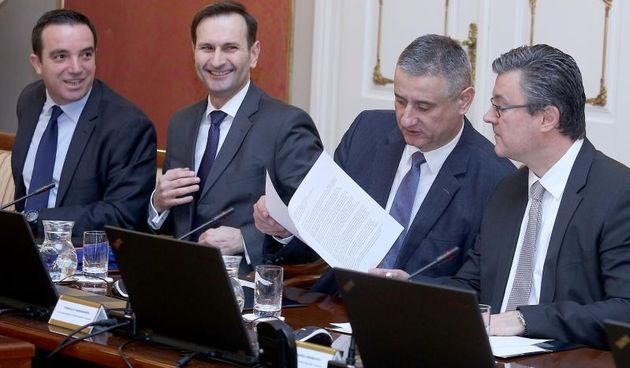 Vlada RH na 7. sjednici raspravljala o prijedlogu proracuna za 2016. godinu. Josip Buljevic , Miro Kovac , Tomislav Karamarko , Tihomir Oreskovic. Photo: Patrik Macek/PIXSELL