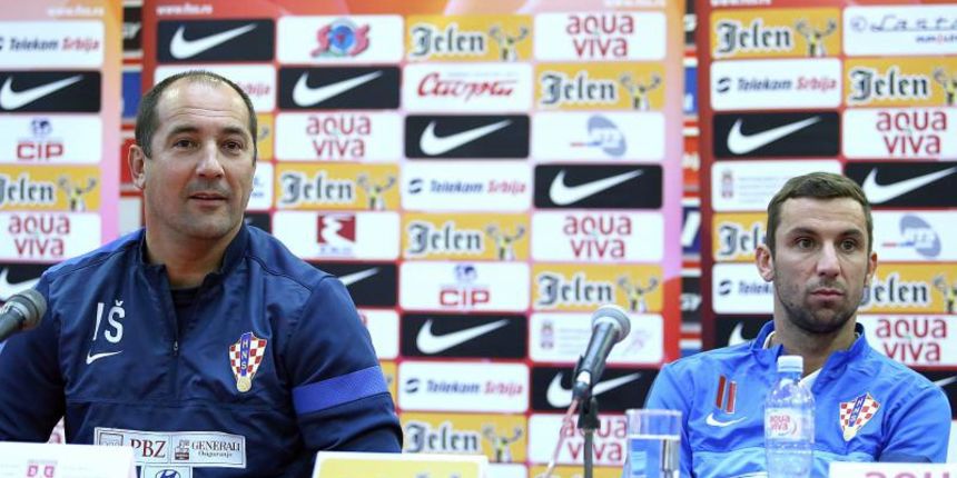 Konferencija za medije Hrvatske nogometne reprezentacije dan uoci kvalifikacijske utakmice protiv Srbije za odlazak na Svjetsko nogometno prvenstvo 2014. u Brazilu. Igor Stimac, Dario Srna. Photo: Goran Stanzl/PIXSELL Konferencija za medije Hrvatske nogometne reprezentacije dan uoci kvalifikacijske utakmice protiv Srbije za odlazak na Svjetsko nogometno prvenstvo 2014. u Brazilu. Igor Stimac, Dario Srna. Photo: Goran Stanzl/PIXSELL