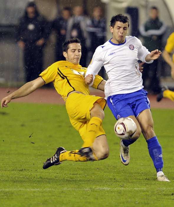 Split, 011210. 
Stadion HNK Hajduka u Poljudu.    
UEFA Europska liga utakmica HNK Hajduk – FC AEK .
Na fotografiji: Anas Sharbini.
Foto: Josko Ponos / CROPIX