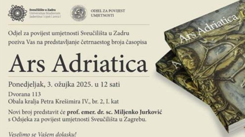 Ne propustite predstavljanje 14. broja časopisa Ars Adriatica Ne propustite predstavljanje 14. broja časopisa Ars Adriatica