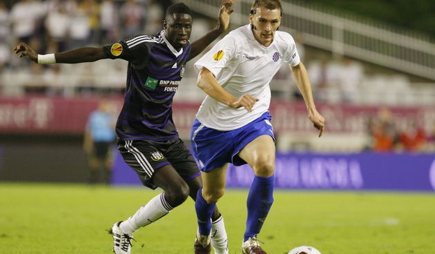 Split, 300910.
Stadion Poljud.
Nogometna utakmica drugog kola Europske lige, 
Hajduk – Anderlecht.
Na fotografiji: Marin Ljubicic.
Foto: Ante Cizmic / CROPIX