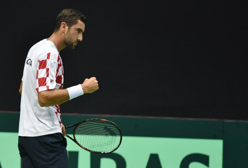 Polufinale Davis Cupa, Hrvatska – Francuska, 2. meč, Marin Čilić – Lucas Pouille. Photo: Hrvoje Jelavić/PIXSELL Polufinale Davis Cupa, Hrvatska – Francuska, 2. meč, Marin Čilić – Lucas Pouille. Photo: Hrvoje Jelavić/PIXSELL