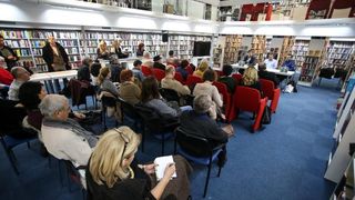 Zagreb – U knjiznici Bogdan Ogrizovic odrzana je promocija novog romana iz biblioteke Balkan Noir: Mima i kvadratura duga, Zelimir Peris. Photo: Petar Glebov/PIXSELL