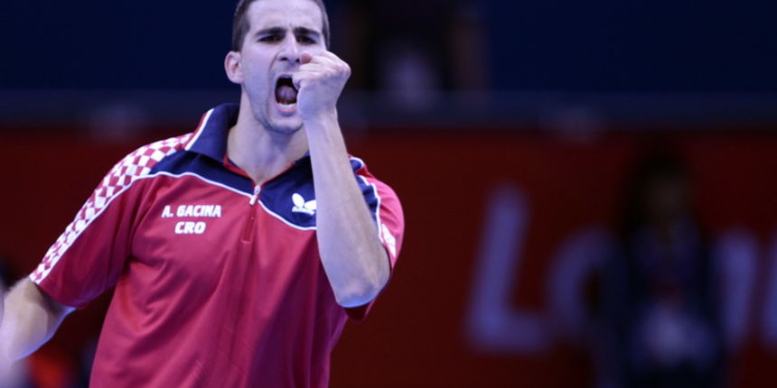 London, 290712.Dvorana Excel.Hrvatski stolnotenisac Andrej Gacina prosao u 3. kolo pobjedivsi svedjanina Jorgen Perssona tokom Olimpijskih Igra u Londonu.Na fotografiji: Andrej Gacina.Foto: Drago Sopta / CROPIX London, 290712.Dvorana Excel.Hrvatski stolnotenisac Andrej Gacina prosao u 3. kolo pobjedivsi svedjanina Jorgen Perssona tokom Olimpijskih Igra u Londonu.Na fotografiji: Andrej Gacina.Foto: Drago Sopta / CROPIX