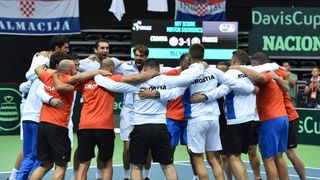 Davis Cup: Fešta nakon pobjede Marina Čilića nad Richardom Gasquetom i osiguranog plasmana u finale Davis Cupa. Photo: Hrvoje Jelavić/PIXSELL