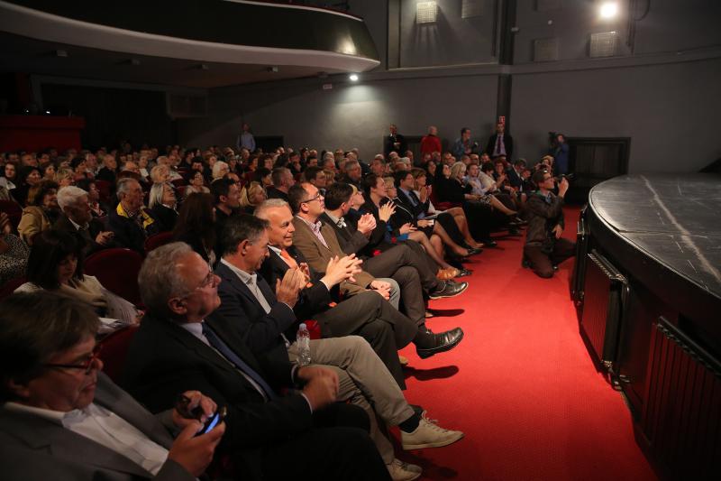 U zadarskom HNK odrzan je skup Kukuriku koalicije te predstavljeni kandidati za Europski parlament. Iako je bilo najavljeno, premijer Zoran Milanovic nije prisustvovao skupu zbog krize u Slavoniji uzrokovane poplavama. Photo: Filip Brala/PIXSELL