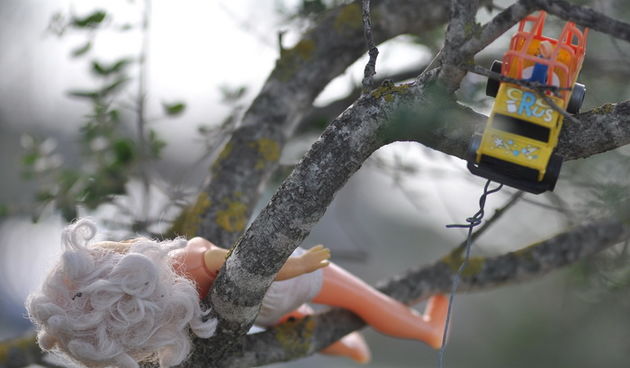 Zadar, 021111
Uz cestu koja vodi od Zadra prema Razancu moze se vidjeti jedan od sigurno najneobicnijih vinograda na svijetu. Umjesto uobicajenih strasila, vinograd cuvaju ogromni plisani medvjedi , lutke, barbike i raznorazne druge igracke i predmeti.
Fo