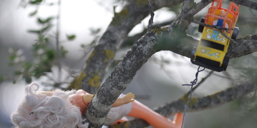 Zadar, 021111
Uz cestu koja vodi od Zadra prema Razancu moze se vidjeti jedan od sigurno najneobicnijih vinograda na svijetu. Umjesto uobicajenih strasila, vinograd cuvaju ogromni plisani medvjedi , lutke, barbike i raznorazne druge igracke i predmeti.
Fo