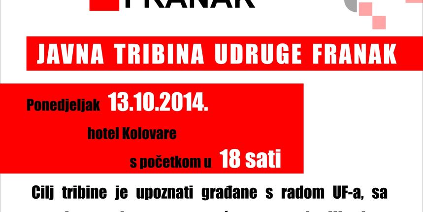 Udruga Franak organizira javnu tribinu
