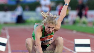 Zagreb, 130911.
IAAF World Challenge Zagreb 2011, 
61. memorijal Borisa Hanzekovica na atletskom stadionu Mladost na Savi.
Na slici: pobjednica skoka u dalj Olga Zaytseva.
Foto: Srdjan Vrancic / CROPIX