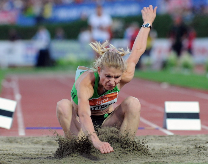 Zagreb, 130911.
IAAF World Challenge Zagreb 2011, 
61. memorijal Borisa Hanzekovica na atletskom stadionu Mladost na Savi.
Na slici: pobjednica skoka u dalj Olga Zaytseva.
Foto: Srdjan Vrancic / CROPIX
