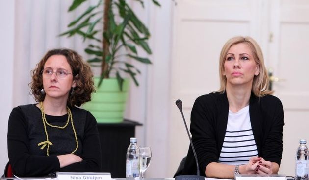 novinarskom domu odrzan okrugli stol koji organizira Vijece za elektronicke medije pod nazivom “Novinarska etika u pracenju izbornih kampanja”. Mirna Zidaric, Nina Obuljen Korzinek. Photo: Luka Stanzl/PIXSELL