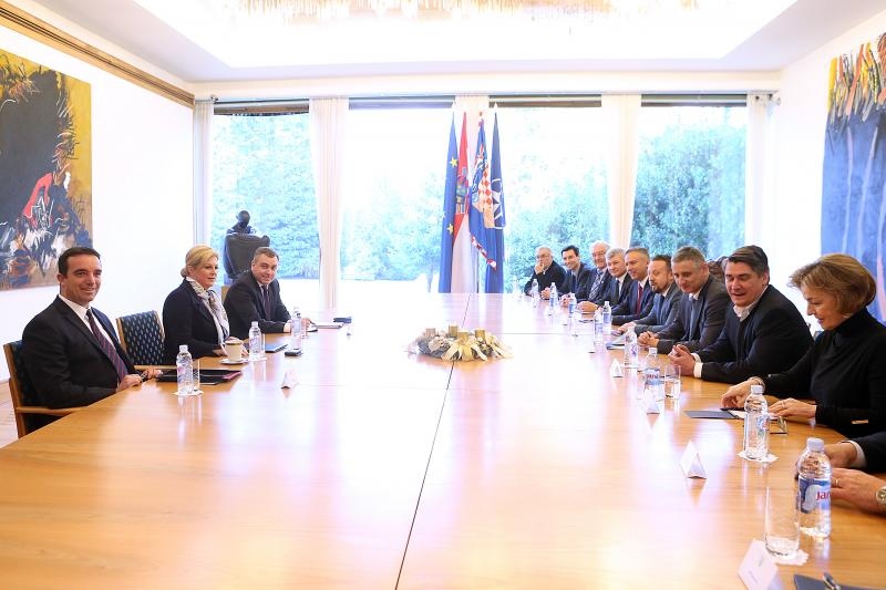 Predsjednica RH primila predstavnike Domoljubne koalicije i Hrvatska raste na konzultacije. Foto: Goran Stanzl/PIXSELL