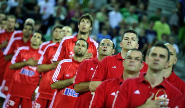 Ljubljana (Slovenija), 080811.
Center Stozice.
Prijateljski kosarkaski turnir ‘Adecco Pokal EX-YU 2011, na kojem sudjeluju zemlje bivse Jugoslavije: Makedonija, BiH, Hrvatska, Crna Gora, Srbija i Slovenija.
Utakmica Hrvatska – Slovenija
Na slici: Hrvatska
