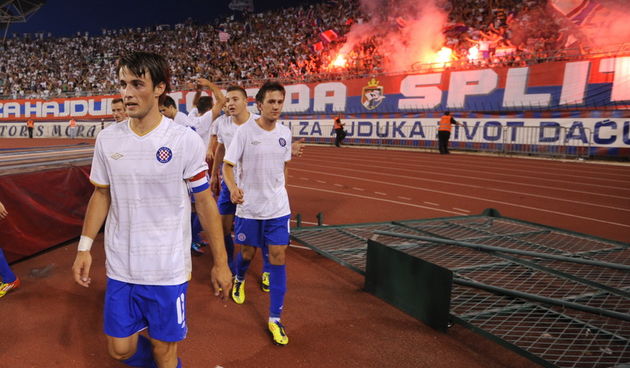 Split, 190712.Stadion HNK Hajduka u Poljudu.2. pretkolo Europske lige u nogometu.Utakmica: HNK Hajduk – FC Skonto.Na fotografiji: Ante Vukusic, strijelac vodeceg pogotka za Hajduk.Foto: Paun Paunovic / CROPIX