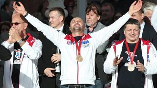 Brončani kauboji svečano dočekani na Trgu bana Josipa Jelačića. Foto: Goran Stanzl/PIXSELL