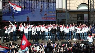 Brončani kauboji svečano dočekani na Trgu bana Josipa Jelačića. Foto: Goran Stanzl/PIXSELL
