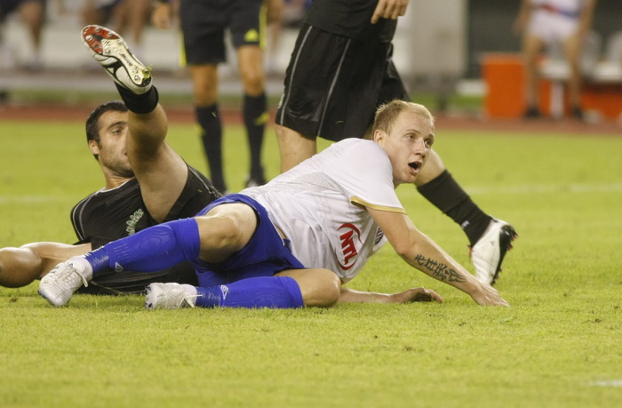 Split,190810.
Stadion Poljud.
Nogometna utakmica kvalifikacija za europsku ligu izmedju Hajduka i Unirea.
Na fotografiji: Senijad Ibricic.
Foto: Duje Klaric / CROPIX