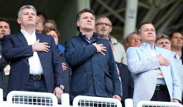 stadion u Kranjcevicevoj – Kvalifikacije za Europsko prvenstvo 2015. U-21, skupina 5, Hrvatska – Ukrajina. Davor Suker, Zdravko Mamic, Damir Vrbanovic. Photo: Slavko Midzor/PIXSELL