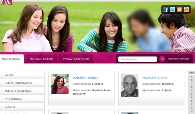 Nestali.hr screenshot