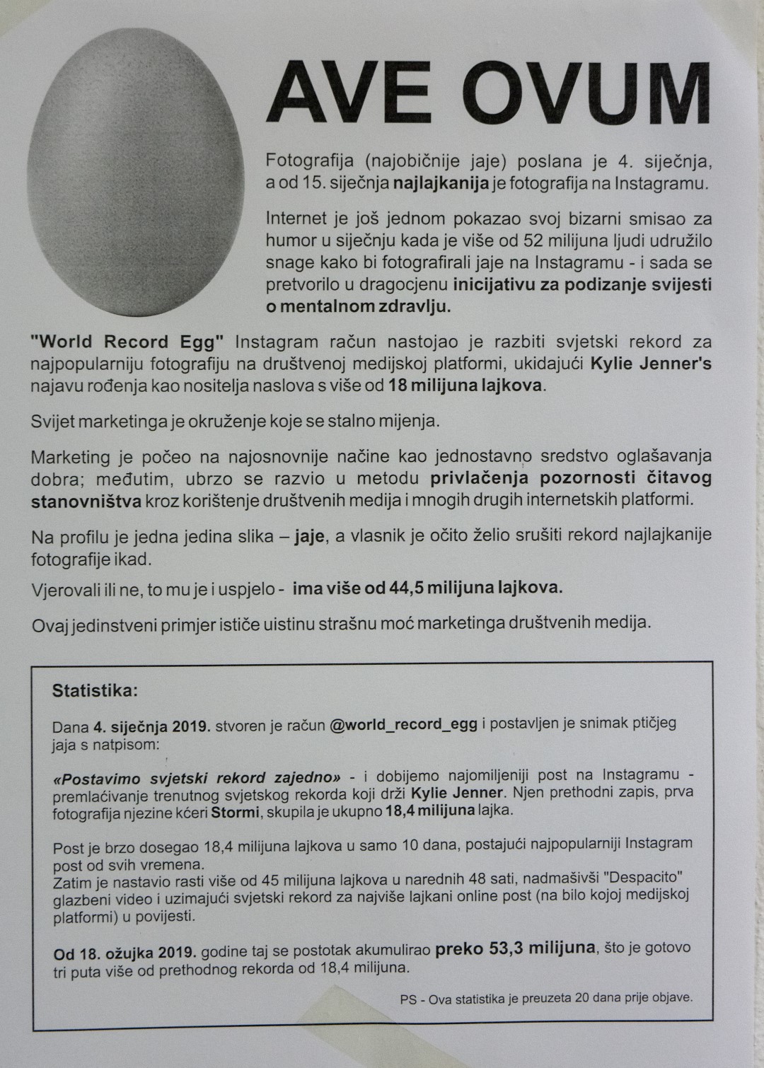 Eko dani: Umjetnička instalacija “Ave ovum” u galeriji ZadArt