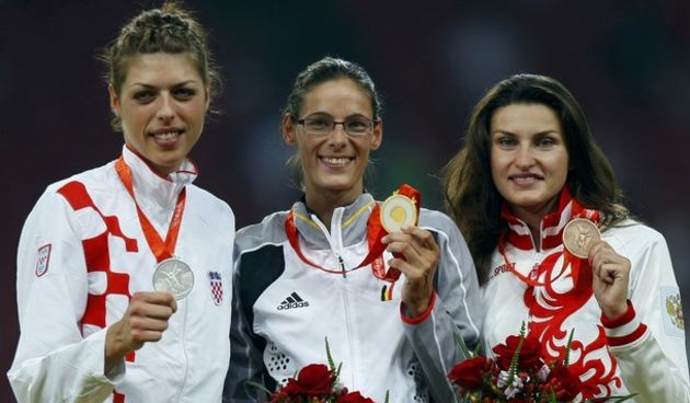 Vlašić, Hellebaut i Čičerova na postolju (Foto:Reuters)