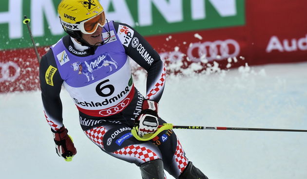 Schladming, 170213. 
FIS 43. Svjetsko prvenstvo u alpskom skijanju. Slalomska utrka za muskarce na padinama Planaia. Druga voznja, ciljna arena. 
Na fotografiji: Ivica Kostelic zavrsio peti
Foto: Srdjan Vrancic / CROPIX