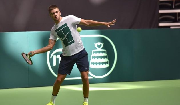 Davis Cup reprezentativci trenirali su u dvorani Krešimir Ćosić na Višnjiku. Borna Ćorić. Photo: Dino Stanin/PIXSELL