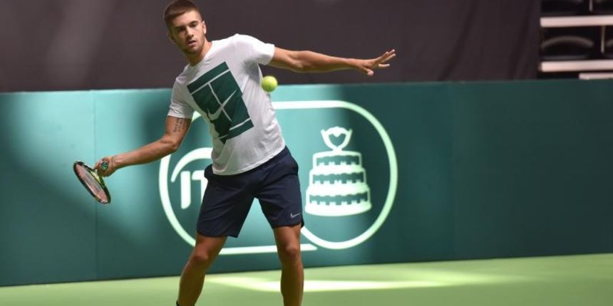 Davis Cup reprezentativci trenirali su u dvorani Krešimir Ćosić na Višnjiku. Borna Ćorić. Photo: Dino Stanin/PIXSELL Davis Cup reprezentativci trenirali su u dvorani Krešimir Ćosić na Višnjiku. Borna Ćorić. Photo: Dino Stanin/PIXSELL