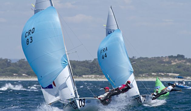 ISAF Sailing World Cup Day 8. Gold fleet coming in to the finish CRO’s Sime Fanitel and Igor Marenic in first and Pierre Leboucher and Jeremie  Garos in second


Perth 2011 ISAF Sailing World Championships, 3rd – 18th December 2011.

Perth 2011 image

For