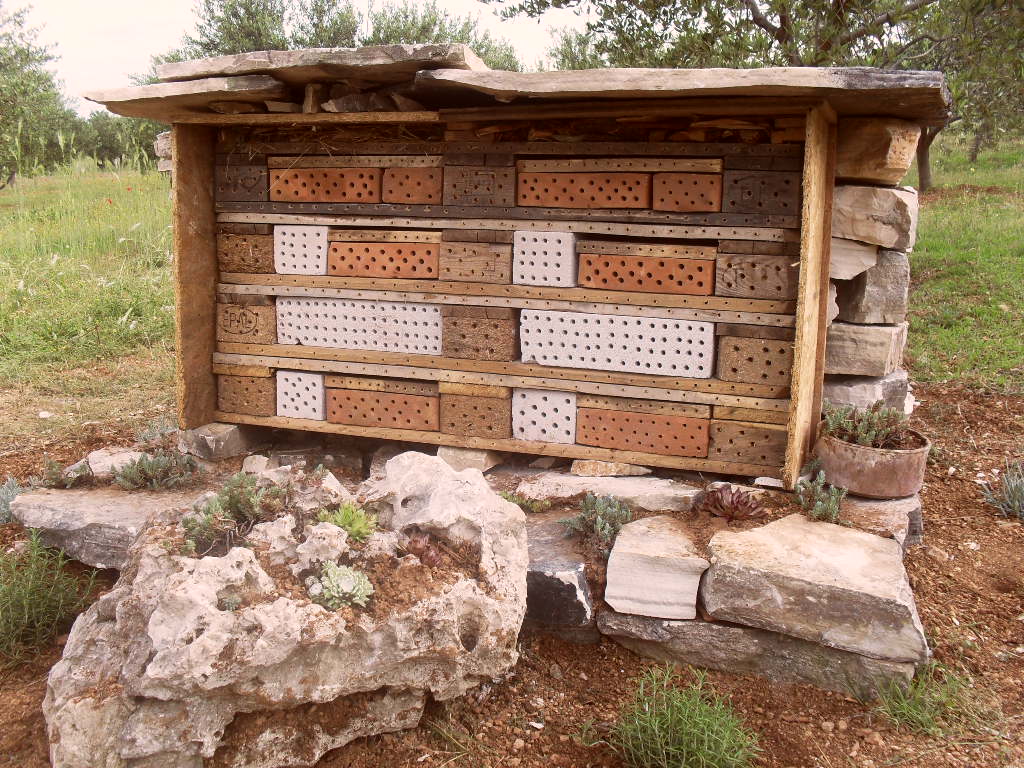 Hotel za solitarne pčele i druge korisne kukce u ekološkom masliniku OPG-a Čirjak