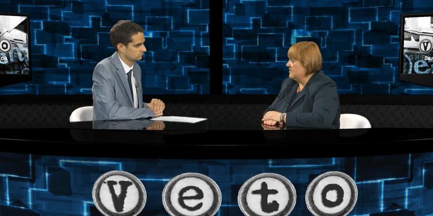 Sanjin Španović i Anka Mrak Taritaš u emisiji Veto na N1 televiziji Sanjin Španović i Anka Mrak Taritaš u emisiji Veto na N1 televiziji