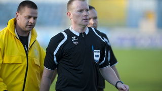 Zadar, 260513.
Stadion Stanovi.
Utakmica MAXtv 1. HNL izmedju Zadra i Splita.
Na fotografiji: glavni sudac Damir Batinic.
Foto: Tom Dubravec / CROPIX