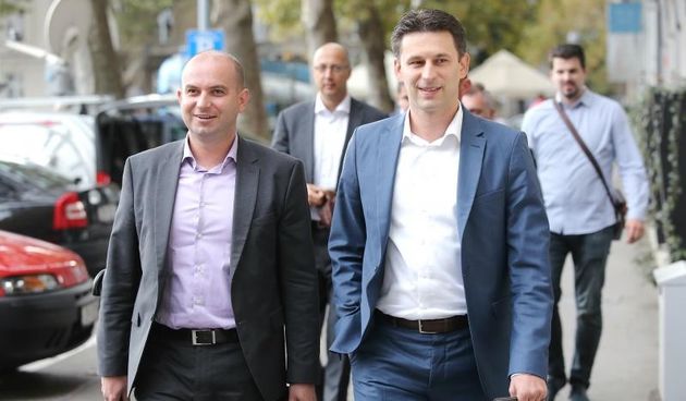 Predstavnici Mosta dolaze na pregovore u HDZ. Miroslav Simic i Bozo Petrov. Photo: Tomislav Miletic/PIXSELL